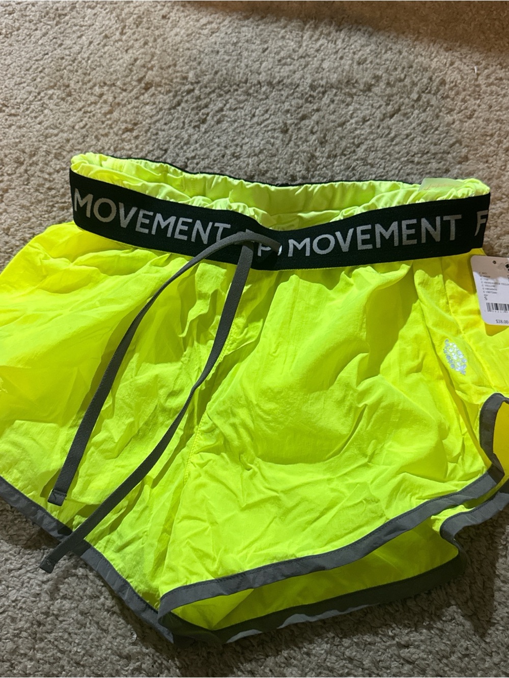 Free People Movement Neon Yellow Athletic Shorts